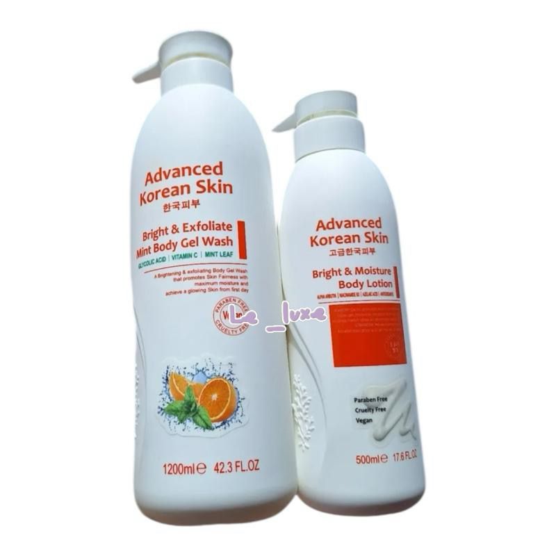Advanced Korean skin body lotion and wash set