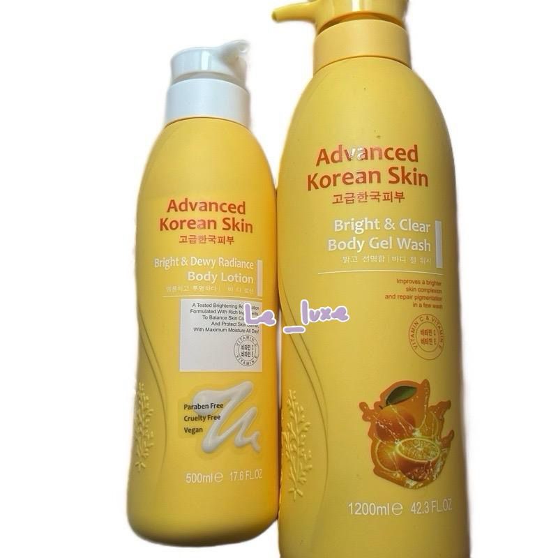Advanced Korean skin body lotion and wash set