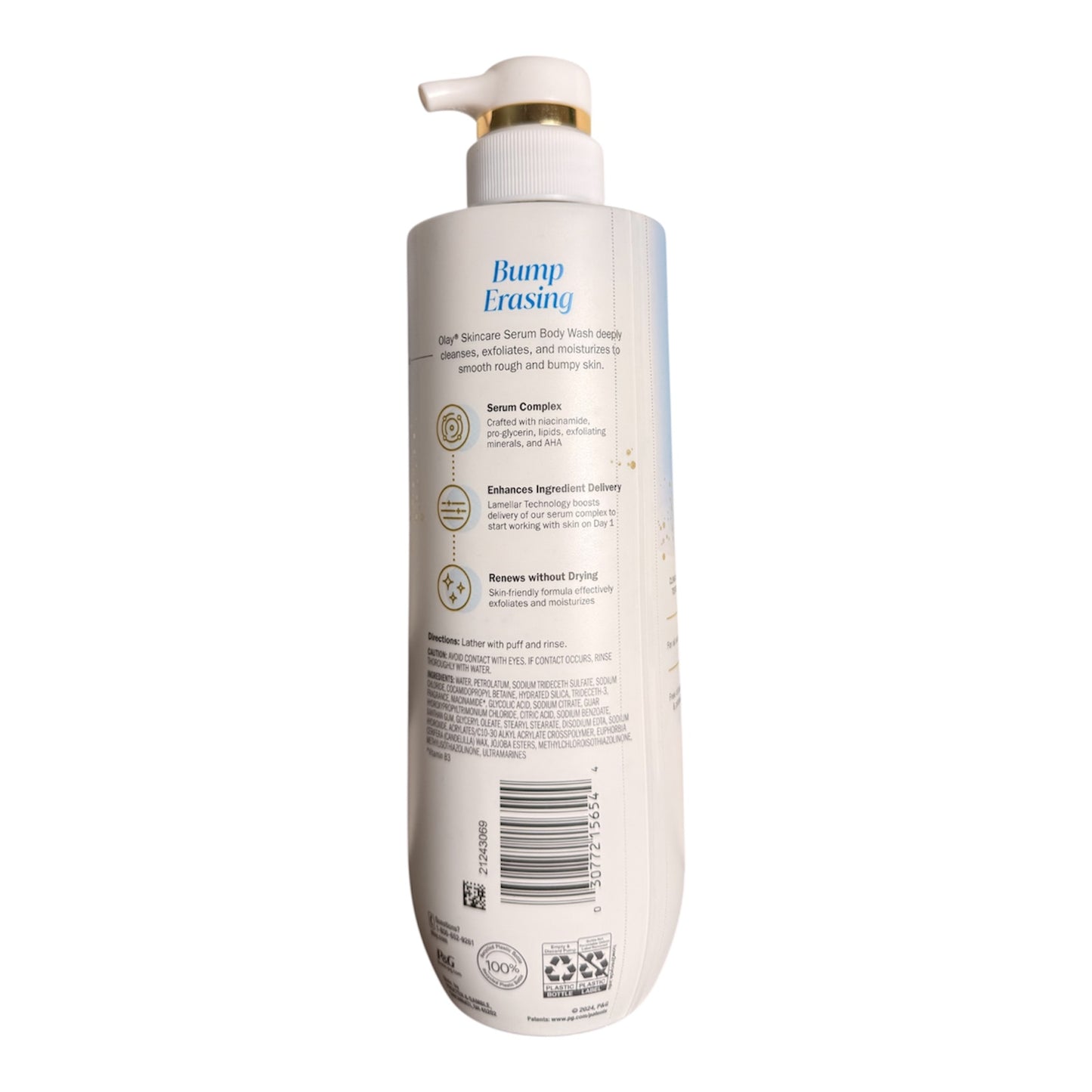 Olay Bump Erasing Exfoliating + AHA Serum Complex smooths rough and bumpy skin body wash for Even skin texture 591ml