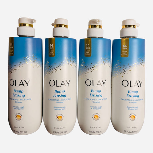 Olay Bump Erasing Exfoliating + AHA Serum Complex smooths rough and bumpy skin body wash for Even skin texture 591ml