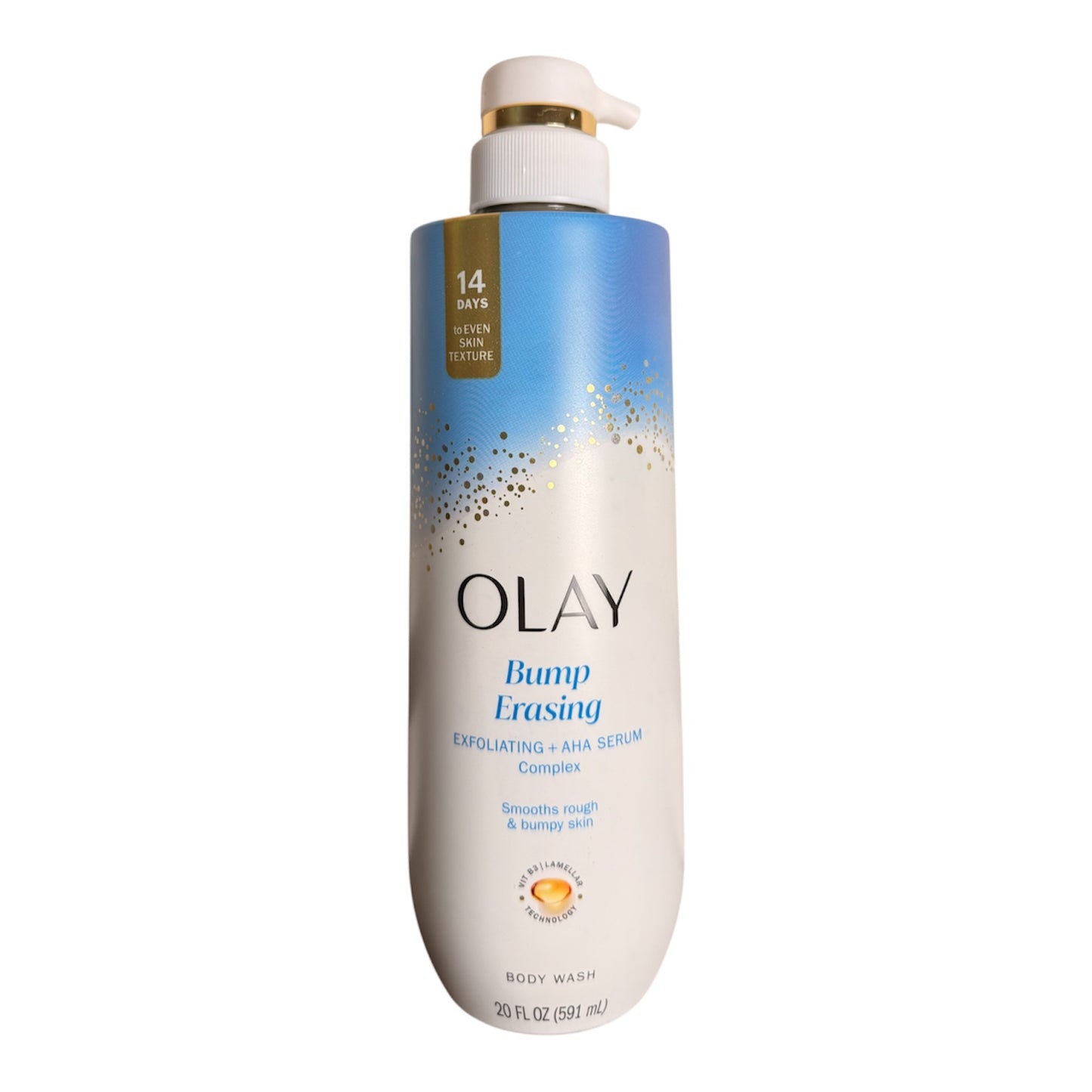 Olay Bump Erasing Exfoliating + AHA Serum Complex smooths rough and bumpy skin body wash for Even skin texture 591ml