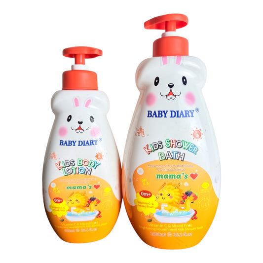 Baby Diary Kids moisturising and nourishing lotion, super glow oil and wash set Moisture Hydrating Body Care for children