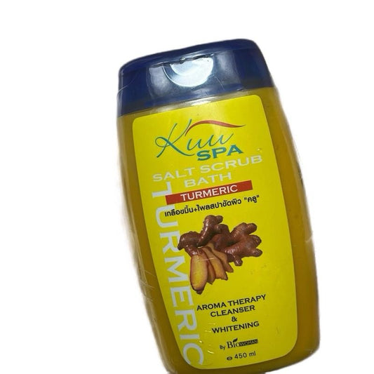 Kuu Spa Salt and Turmeric Bath Scrub for Body Care - exfoliating Cleanser 450ml