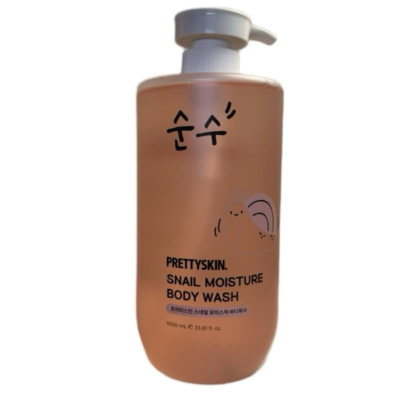 PRETTYSKIN Snail Moisture Body Wash & Rice Glow Body Wash 1000ml Each for Pretty Skin Care