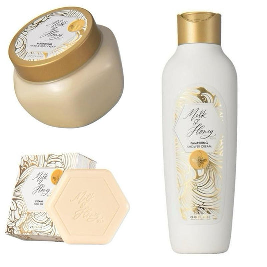 Milk and Honey Body cream and Creamy Shower Gel set for kids and Adult - Nourishing and Hydrating - Moisturizing, Gentle, use Daily Sensitive Moisturizer