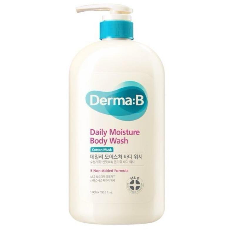Derma-B Daily Moisturising Body Wash with Fresh Peach or Cotton Musk for All Ages, kids children Family Size 1000ml Non-Added Formula