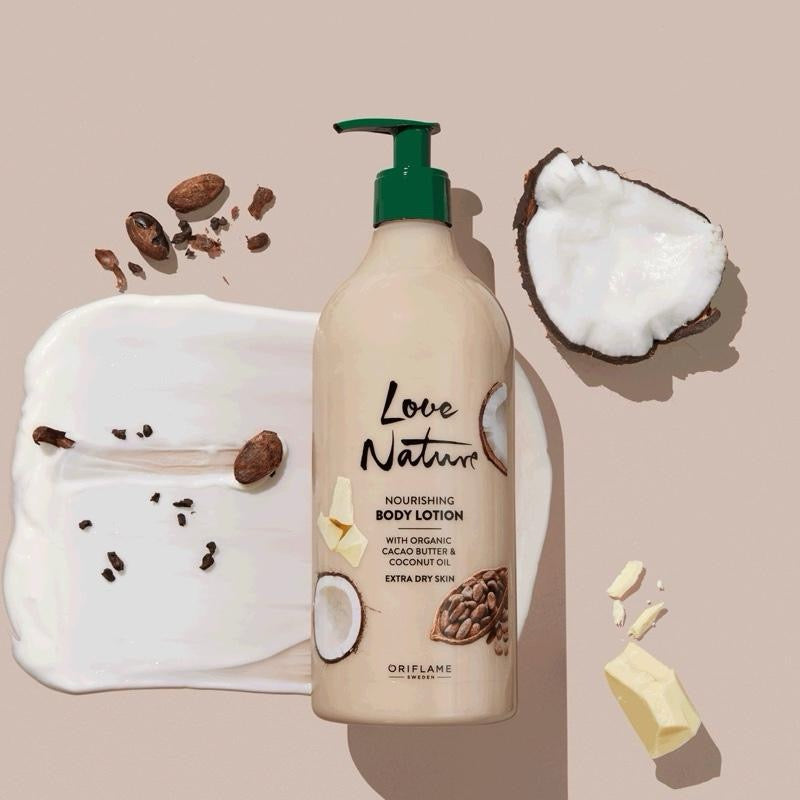 Love Nature Nourishing Body Lotion with Organic Cacao Butter & Coconut Oil for dry skin 750 mls