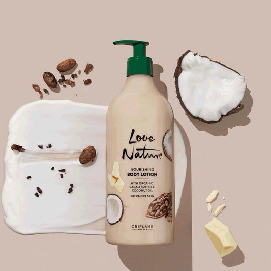 Love Nature Nourishing Body Lotion with Organic Cacao Butter & Coconut Oil for dry skin 750 mls